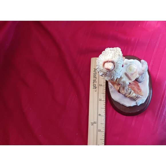 Leonardo Vtg Clown Figurine With A Breakfast Plate On Wooden Base - Picture 5 of 9